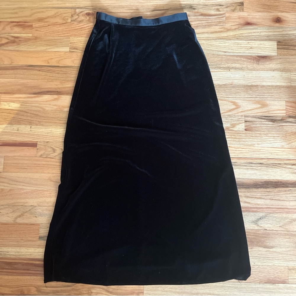 JS Collection Black Velvet Evening Maxi Skirt Size 4